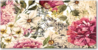 Produktbild von Tulup Glas-Bild -140x70- Wandkunst Dekorative Wand für Küche & Wohnzimmer - Blumen & Pflanzen - Blumenmuster - Rosa