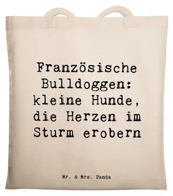 Produktbild von Mr. & Mrs. Panda canvas tasche Spruch Französische Bulldogge - Transparent - Geschenk, Begleiter, Tote Bag, Schultasche, Hunderasse, totebag, Jutebeutel, Magie, Merkmale