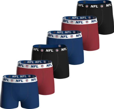 Immagine prodotto di Boxer NFL da uomo, confezione da 6 - Boxer NFL Shield da 6 pezzi, cotone elasticizzato, logo in vita Blu scuro/rosso/nero 2XL