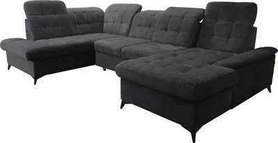 Produktbild von Robin Inspire Ecksofa Mit Schlaffunktion 2 Bettkasten U Form Sofa Eckcouch Schlafcouch Freistehend Verstellbare Sitztiefe Rückenhöhe Neo 343 x 210 x 90 cm Links Anthrazit