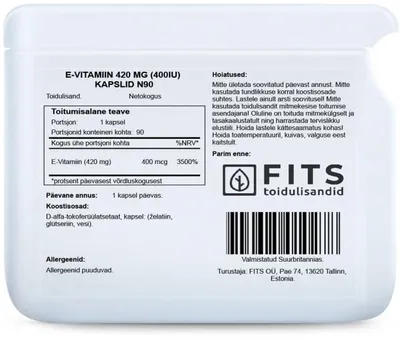 Imagen del producto de Vitamina E 400 UI, 90 cápsulas blandas
