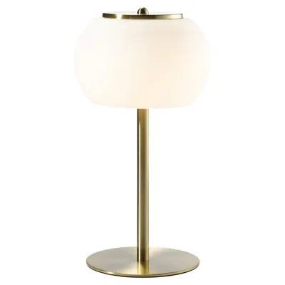Produktbild von LED-Tischlampe - H 33 cm - Messingfarben - Weiß - Metall - Glas