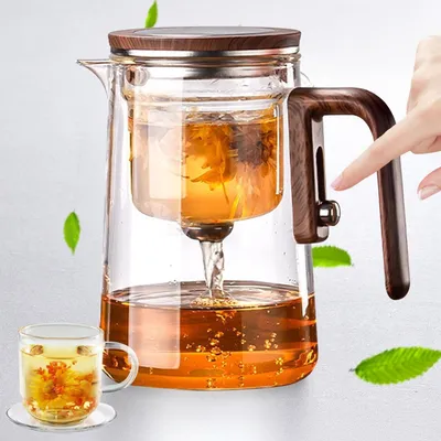 Immagine prodotto di Teiera in vetro con infusore e manico effetto legno, capacità 800 ml