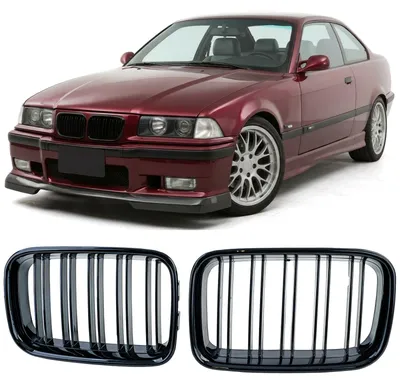 Kühlergrill Grill Performance SCHWARZ GLANZ Doppelsteg für BMW 3er E36 1990-1996 – Produktansicht