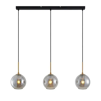 Produktbild von Lindby Hängeleuchte Hiwana, rauchgrau, Glas, 3-flammig
