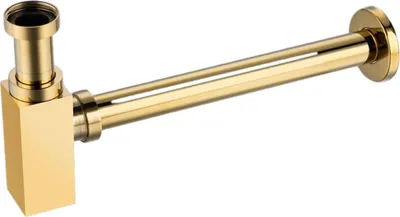 Produktbild von Balneo Universal Siphon für Waschbecken & Waschtisch Messing G1 1/4 quadratisch gold