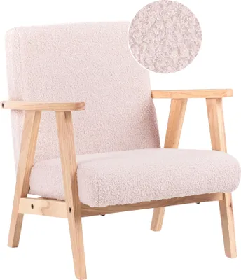 Produktbild von BELIANI Kindersessel Pastellrosa Bouclé Polsterung Holzbeine Kinderstuhl
