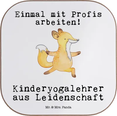 Produktbild von Mr. & Mrs. Panda Flaschenuntersetzer Kinderyogalehrer Leidenschaft - Weiß - Geschenk, Coaster, Untersetzer für Gläser, Tassen, Glas, gläseruntersetzer