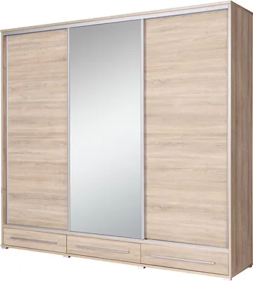 Obrázek produktu pro Velká šatní skříň 255 cm se zrcadlem BROOTEN - dub sonoma