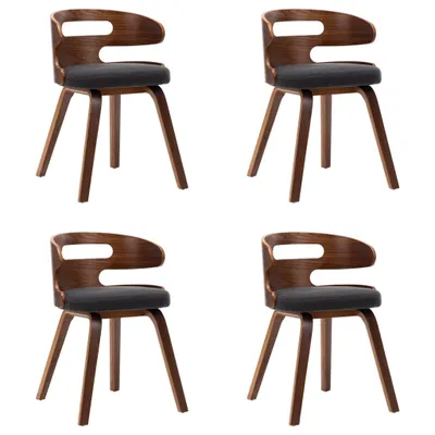 Image de vidaXL Chaises de salle à manger 4 pcs. Gris foncé Bois courbé et tissu