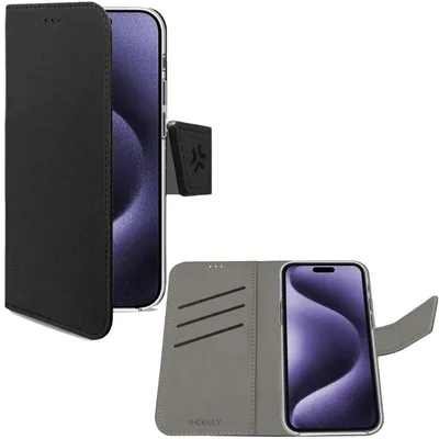 Produktbild von Celly WALLY1081, Geldbörsenhülle, Apple, iPhone 16 Pro Max, 17,5 cm (6.9"), Schwarz