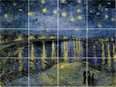 Produktbild von Legendarte - Multipanel Bilder Sternennacht über der Rhone - Vincent Van Gogh cm. 150x200 (12 Stück)