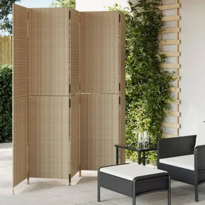 Produktbild von CLORIS Paravent 5-tlg. Beige Poly Rattan, 18,6 kg