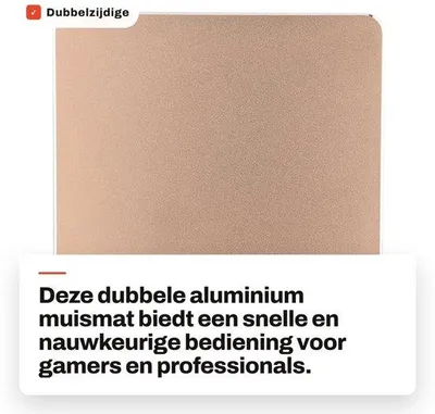 Produktbild von Mauspad, doppelseitig, Aluminium – Gaming-Mauspad – Hartes Mauspad – Präzise Steuerung – 18x16 cm – Starker Halt