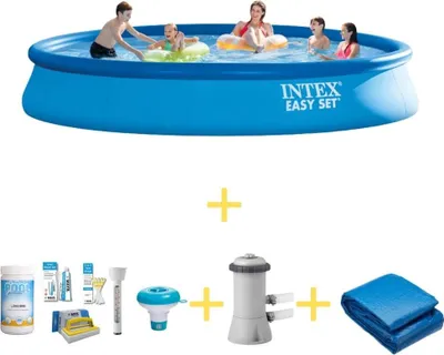 Produktbild von Intex Easy Set Pool - 457 x 84 cm - Inklusive WAYS Wartungspaket, Filterpumpe & Bodenplane