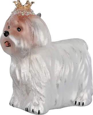 Produktbild von Christbaumschmuck Glas 8,5cm Havaneser Hund Figur Weiß