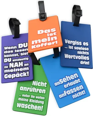 Produktbild von GKA 2 Stück Lustiger Kofferanhänger mit Spruch in deutsch und Adressschild Reise Urlaub Koffer Anhänger