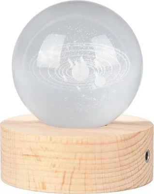 Obrázek produktu pro 6cm 3D křišťálová koule svítící čirá sochařská kulatá astronomická koule miniaturní sochařská koule noční světlo sluneční soustava křišťálová koule