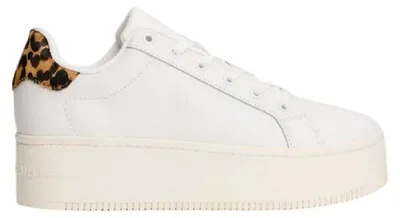 Produktbild von Tommy Jeans - Leo-Muster Sneaker für Damen, Leder, Plattform-Absatz GT22450 (37 EU) (Elfenbein/Leopard)