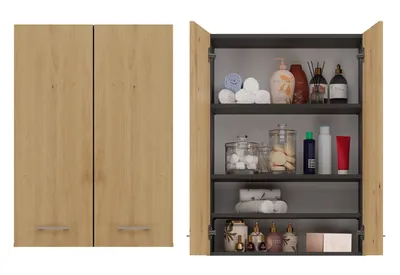 Image de Armoire de salle de bain supérieure MARGO – chêne artisan / anthracite
