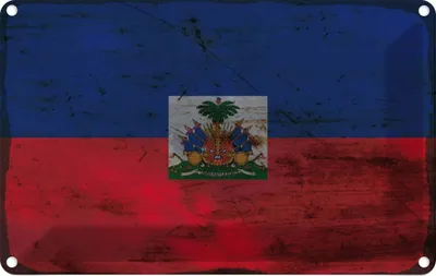 Produktbild von vianmo Blechschild 20x30 cm Haiti Rost Flagge Fahne Wappen