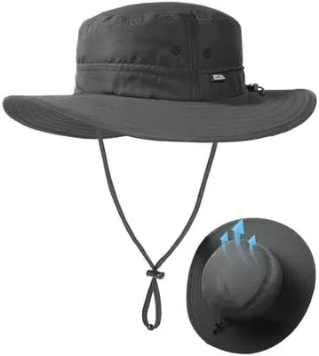 Produktbild von Sonnenhut für Herren Damen Packable breiter Krempe Sommer UV-Schutz Angelhut UPF 50+ Einstellbare Kinnriemen Eimer Hut Outdoor