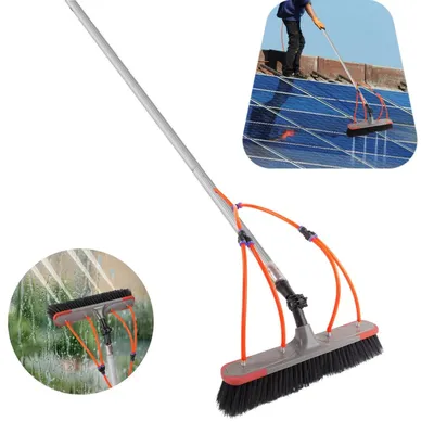 Produktbild von Teleskop Wasserbürste - Verlängerbare Waschbürste - 1,4–7 m Aluminiumstiel - 180° drehbarer Bürstenkopf - Sprühfunktion - Für Solarpanel, Fenster, Dach