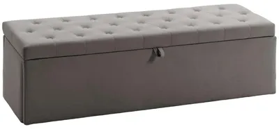 Image de Banc avec rangement - Banc de rangement et tabouret - Volume de 141 litres - 137 x 41 x 42 cm - Capacité de charge de 240 kg - Structure en bois - Assise rembourrée - Gris