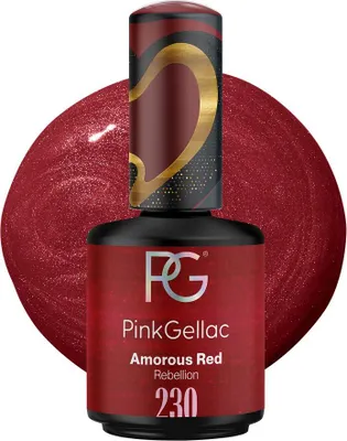 Produktbild von Pink Gellac - Shellac - Rebellion - Schimmernder Finish - 230 Amorous Red 15 ml