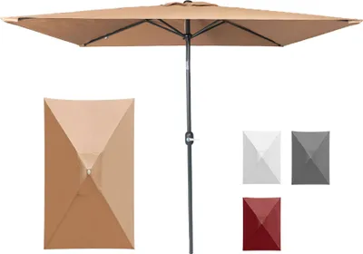 Produktbild von paramondo parajuna - kleiner Sonnenschirm knickbar, 2,3 x 1,3 m, rechteckig, creme UV-50+, wasserabweisend, Stahlrahmen mit Kurbel | ideal für Balkon & kleine Terrasse