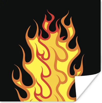 Produktbild von MuchoWow® Poster Eine Illustration einer Flamme auf einem schwarzen Hintergrund 75x75 cm - Wand Dekoration