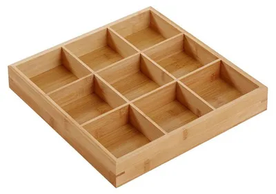 Image de Plateau en bois compartimenté pour restaurants hot pot, assiettes à sushis, 9 pièces