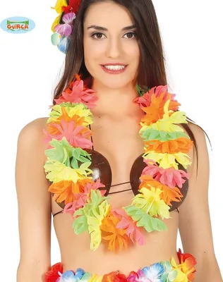 Produktbild von neon Hawaiikette Blumenkette bunt 90 cm