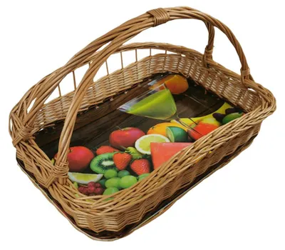 Produktbild von Weidentablett mit Längsgriff 50x35x30 cm Rechteckig Braun