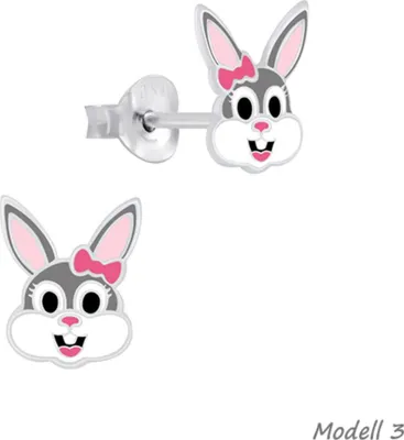 Produktbild von Kinder Ohrringe Silber 925 Ohrstecker Hase Modell 3