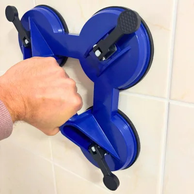 Produktbild von Dreifach Saugheber 75kg Glasheber 115mm Saugnapf Fliesenheber Vakuumheber Fenster