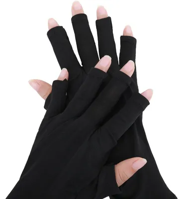 Produktbild von UV-Schutzhandschuhe für Gel-Nagellampen, professionelle UPF50+ UV-Schutzhandschuhe für Maniküren, fingerlose Handschuhe zum Schutz der Hände vor UV-Licht (schwarz)