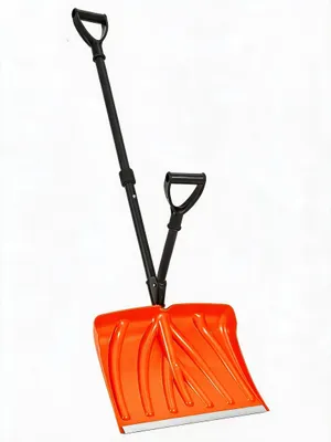Imagen del producto de Pala para nieve de aluminio - 45,7 x 33 cm - Ligera - Mango en forma de D ergonómico - Pala reforzada con metal - Color naranja