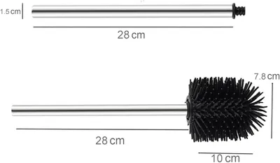 Produktbild von Toilettenbürsten Set, 2-teilig, Silikonborsten, 8 cm Kopf, Edelstahlgriff, für Bad und WC