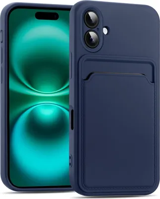 Image de Étui pour iPhone 17 Étui en silicone Étui de protection avec compartiment pour cartes Slim Cover, bleu
