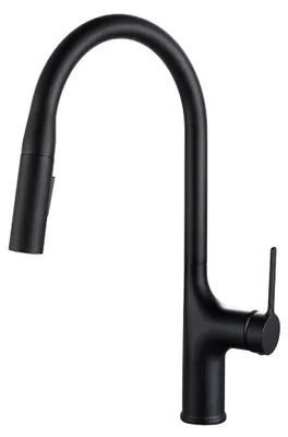 Immagine prodotto di Miscelatore per cucina monocomando, con doccetta estraibile, per acqua calda e fredda, girevole, in ottone, colore nero