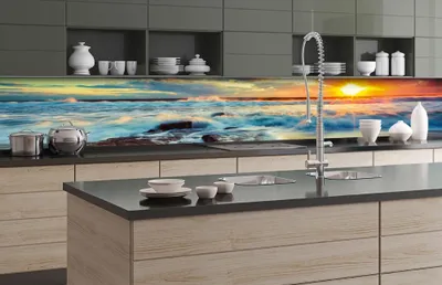 Produktbild von Küchenrückwand Folie selbstklebend SONNENUNTERGANG 350 x 60 cm - Klebefolie - Dekofolie - Spritzschutz für Küche -