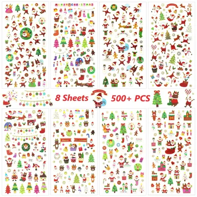 Weihnachtsaufkleber 8 Bögen Goldfolie 500 Stück für Kinder DIY