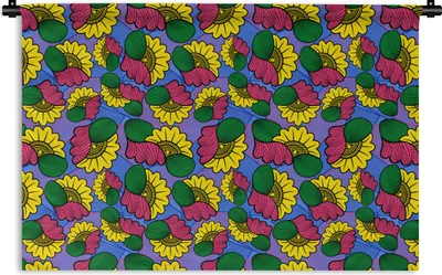 Produktbild von MuchoWow® Wandteppich Wandbehang Blumen - Muster - Afrika 120x80 cm Tapisserie Dekoration Wandtuch - Wanddekorationen - Wandtücher