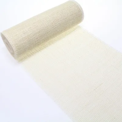 Produktbild von 10m Tischläufer Tischband Jute 30cm breit Gitterband, Farbe:gebleicht