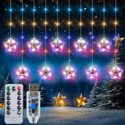 Sterngardine mit 100 LEDs, 3 m, bunt, Weihnachtsbeleuchtung