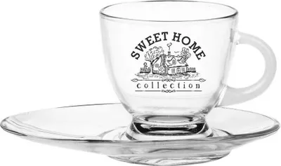 Produktbild von Glastasse mit Teller Home Sweet Home 230ml