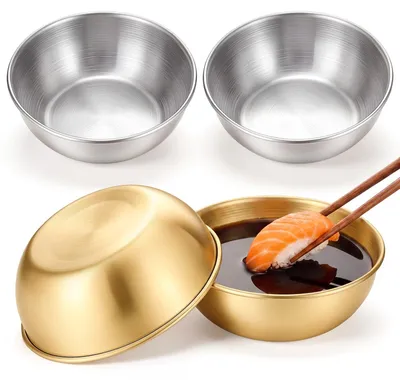 4 kleine Edelstahl-Schalen 8,5 cm, rund, für Dips und Snacks