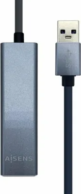 Imagen del producto de Aisens Conversor USB 3.0 Ethernet + 3 usb3.0 gris