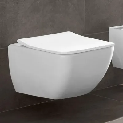 Zdjęcie produktu dla Villeroy & Boch Combi-Pack VENTICELLO z wiszącym WC głębokim DirectFlush i deską sedesową SlimSeat biały 4611RS01